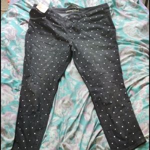 Dotted Dark Denim Skinny Jeans